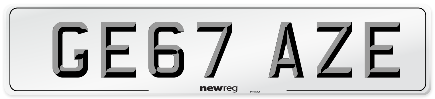GE67 AZE Number Plate from New Reg